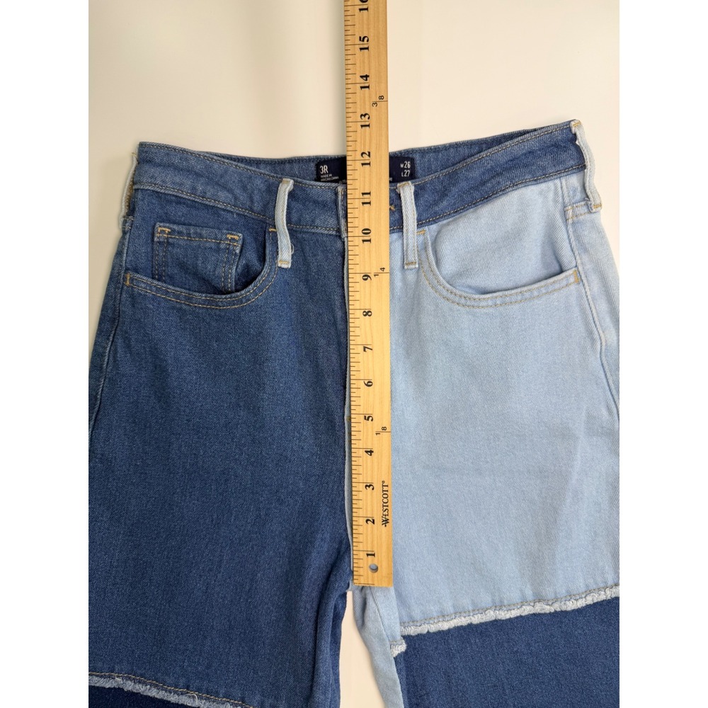 Hollister Ultra High-Rise Vintage Straight Patchwork Colorblock Jeans 3R W26 L27 - Picture 5 of 8